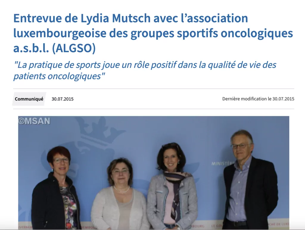 Extract of an article on gouvernement.lu about Lydia Mutsch and the ALGSO.